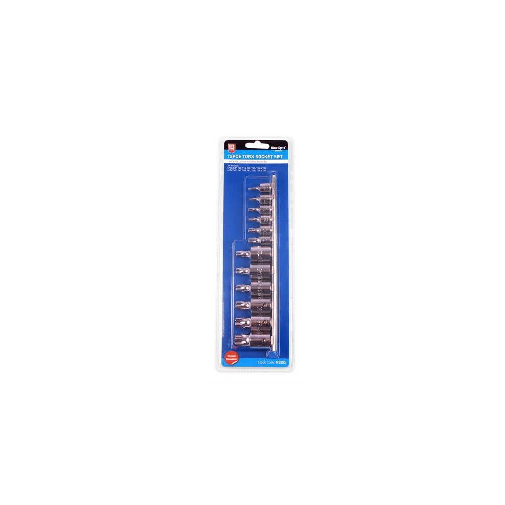 1/4"& 3/8" 12pc Blue Spot Torx Sockets - 14 Socket Set 12 38 01551 38in Square -  torx 14 socket set 12 blue spot 38 01551 38in square drive 12pce