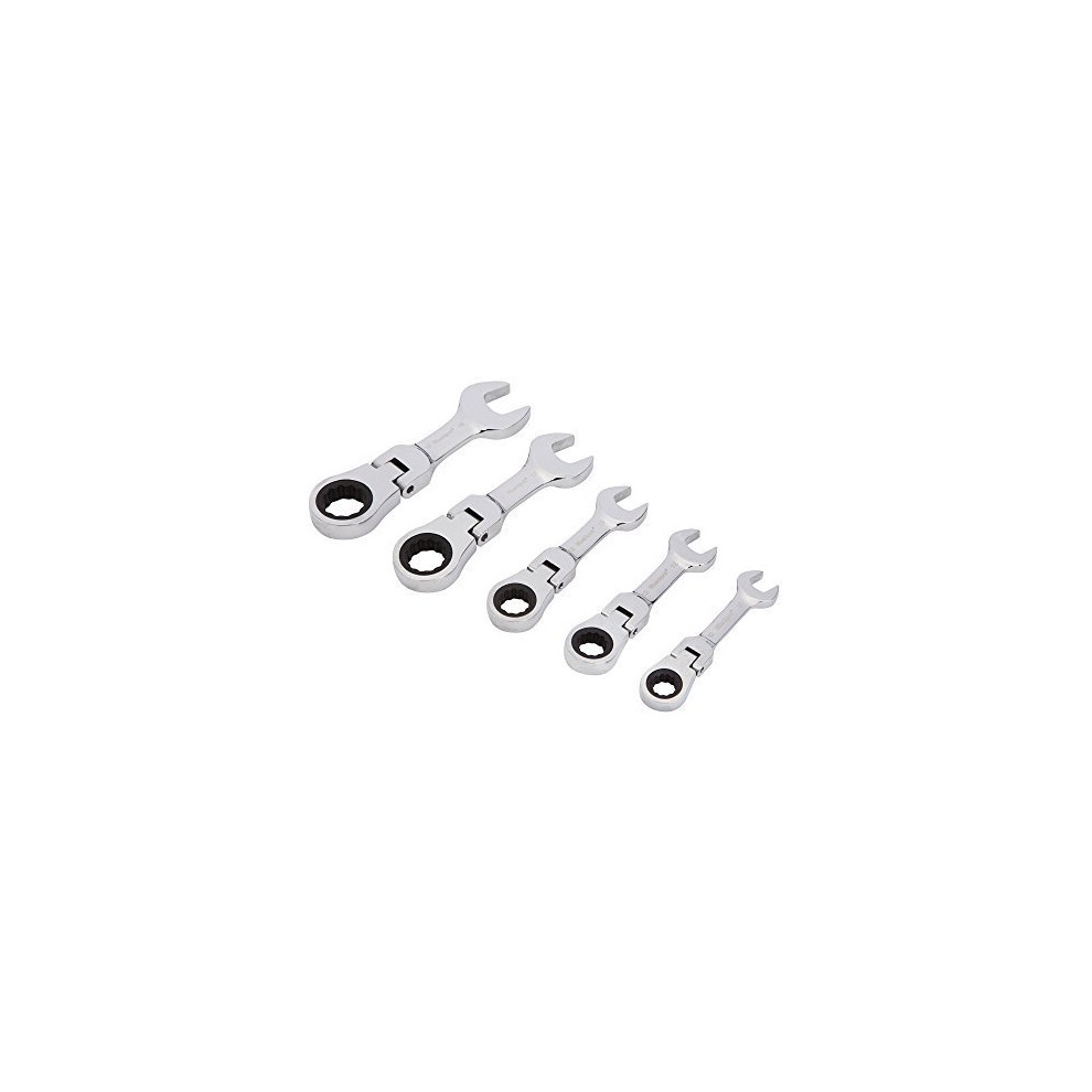 Blue Spot 4314 Flexible Head Stubby Ratchet Spanner Set (5-Piece) - Combination - Stubby Ratchet Spanner Set Flexible Head Combination 10Mm 19Mm 5028734043143