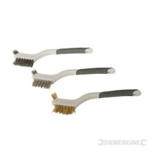 Silverline 175mm Mini Small Nylon / Steel / Brass Wire Brush Cleaning Set