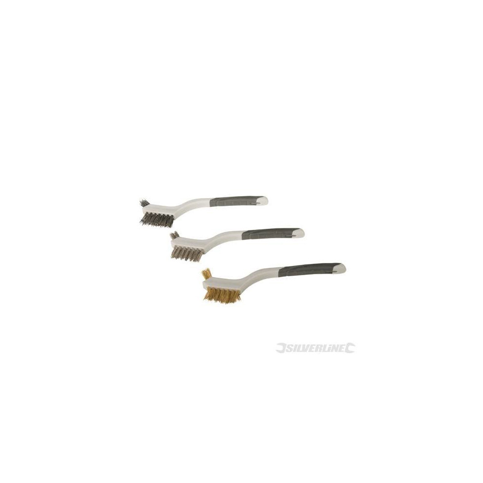 Silverline 175mm Mini Small Nylon / Steel / Brass Wire Brush Cleaning Set