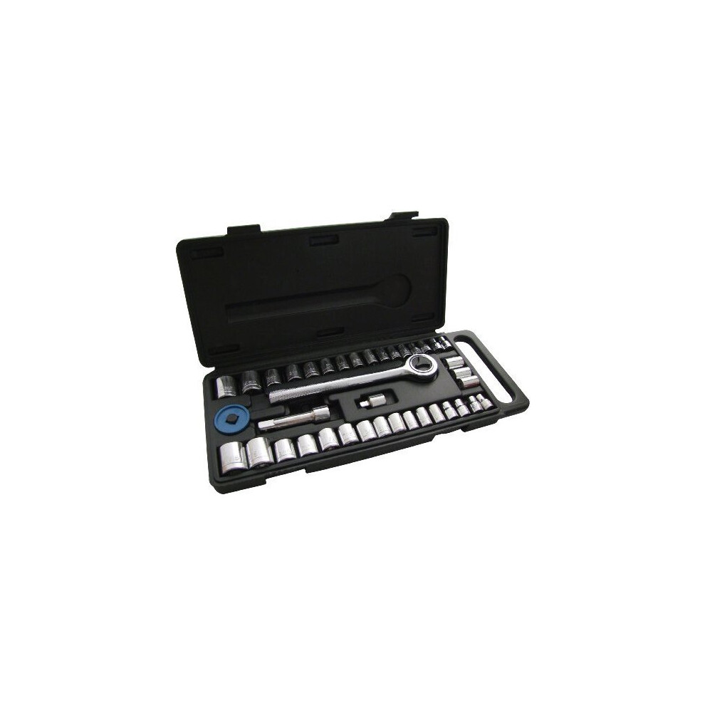 40Pc Socket Set - 38 14 Ratchet Drive Sockets Amtech Metric Handle Extension - Socket Set 38 14 Ratchet Drive 40Pc Sockets Amtech Metric Handle 5032759002665