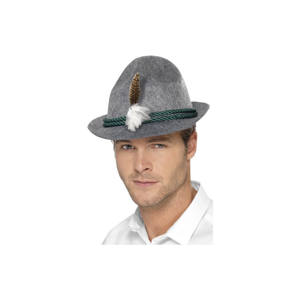 Smiffy's Adult German Trenker Bavarian Hat - Fancy Dress Oktoberfest Beer - Hat German Fancy Dress Oktoberfest Trenker Bavarian Beer Feather Mens