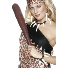 Smiffys Women's Voodoo Set with Fangs Necklace Earring and Bracelet Black/White One Size