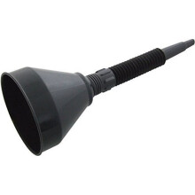 Plastic Funnel with Flexible Spout, Black – S4200, 2-Can Pour for Oil, Water, Fuel, Petrol, Diesel, Durable with Integral Filter