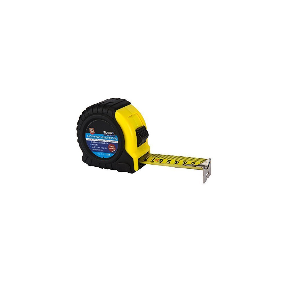 Blue Spot Tools 33100 8 M Broad Buddy Measure Tape - Black - 8m26ft Width 32m -  broad buddy tape 8m26ft width 32mm bluespot tools pocket bs33100
