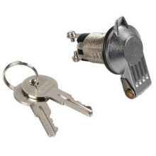 LP45550: Silver 12V Key Switch with 10A Rating, Dust Cover, 2 Keys - Security Immobiliser, Tamper-Proof Exterior Switch
