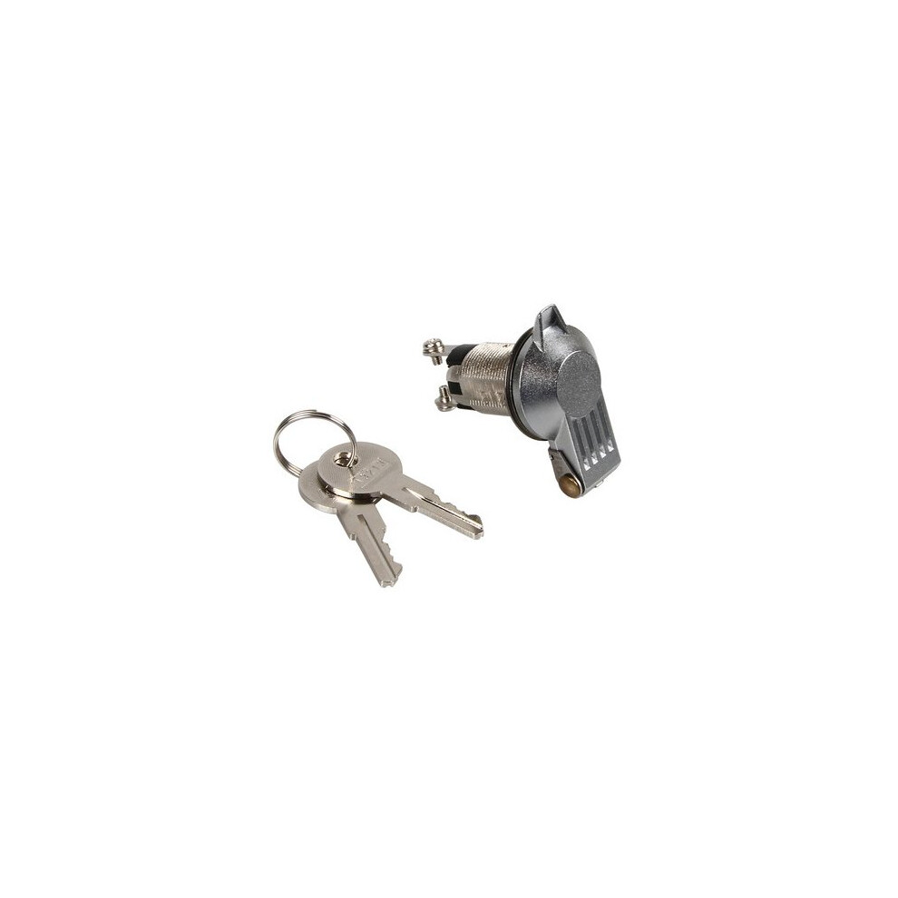 LP45550: Silver 12V Key Switch with 10A Rating, Dust Cover, 2 Keys - Security Immobiliser, Tamper-Proof Exterior Switch