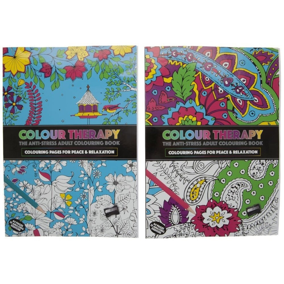 Colour Therapy Adult A4 64 Pages Soft Back Anti Stress Colouring Book