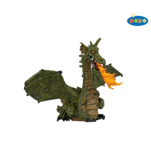 Estatueta de dragão alado verde com chama - PAPO - O MUNDO ENCANTADO - Para crianças