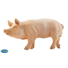 Figurine Verrat - PAPO - Modell eines domestizierten männlichen Schweins - Junge und Mädchen - Gelb und Weiß