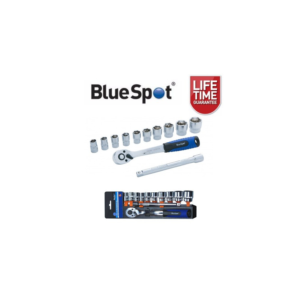 BlueSpot 12 Pc 3/8" Dr Ratchet & Socket Set 10mm - 24mm + Extension Bar 01502
