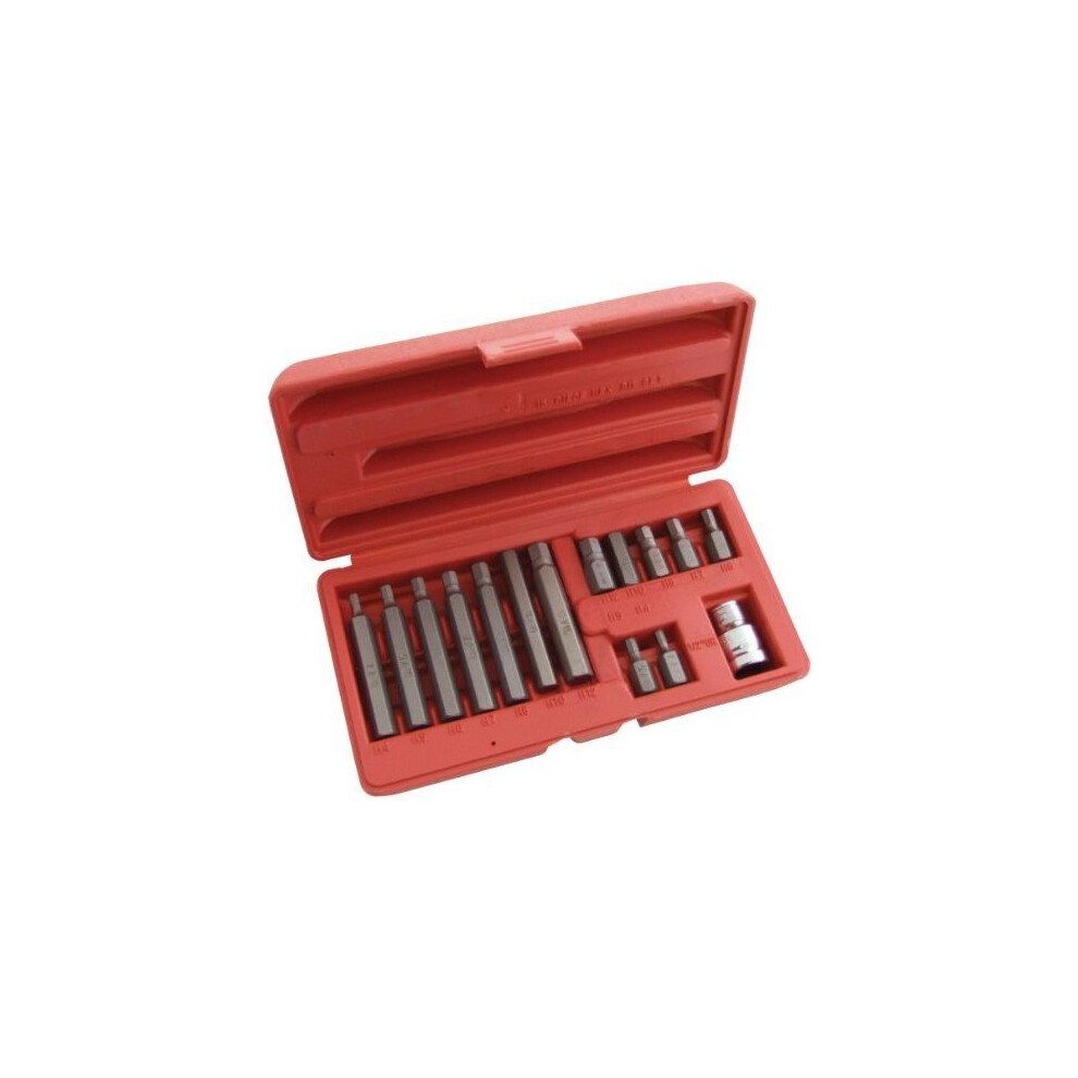 15pc Hex Bit & Socket Set - 12 Allen 75mm Allan Key Long Short 30mm Crv Adaptor -  set 15pc bit hex socket 12 allen 75mm allan key long short 30mm