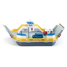 Ferry SIKU 1750 - Metall/Kunststoff Gelb/Grau - Inklusive 2 Spielzeugautos und mobiler Rampe