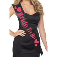 Smiffy's Women's Bride To Be Sash, Pink And Black, One Size, 26847 - Sash Hen - sash bride hen black pink party night womens smiffys