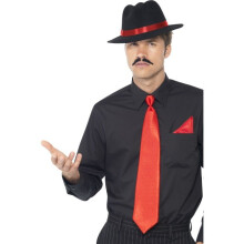 Black & Red Adults Gangster Instant Kit - Dress Fancy Mens Tie Trilby Hat - gangster kit dress fancy instant mens tie trilby hat red handkerchief