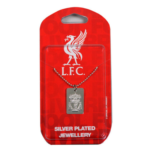 Liverpool F.c. Silver Plated Dog Tag & Chain - Fc Football New Licensed -  liverpool silver dog tag chain plated fc football new licensed official