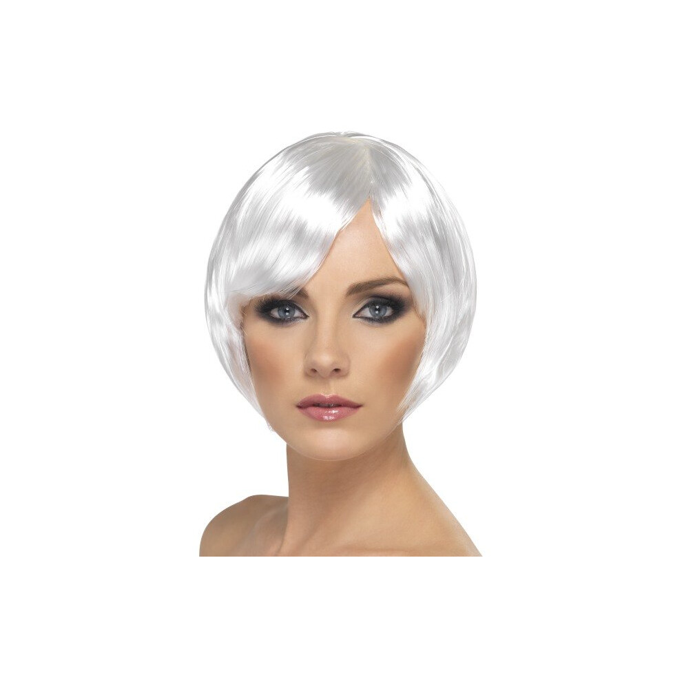 Smiffy's Babe Wig - White -  wig bob short fancy dress babe ladies costume accessory white fringe blonde