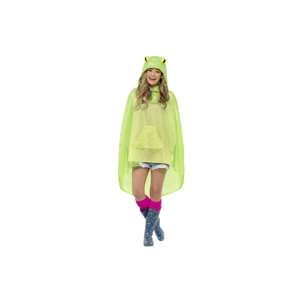 Adults Frog Party Poncho -  poncho party frog adult festival fancy dress animal smiffys ladies unisex mens costume one size green