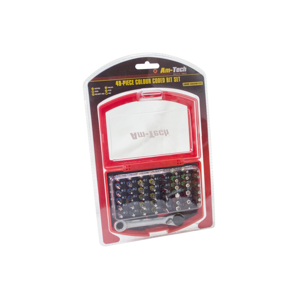49 Piece Colour Coded Bit Set - 49Pc Screwdriver Phillips Torx Pozi Ratchet - Colour Set Coded Bit 49Pc Screwdriver Phillips Torx Pozi Ratchet Mini 5032759042388