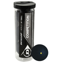 3 Dunlop Competition Squash Balls In Tube - Yellow - dunlop competition squash balls 3 tube yellow