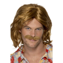 Smiffy's 70's Super Trouper Wig And Moustache - Brown - wig super moustache trouper brown 70s fancy dress mens smiffys 1970s costume