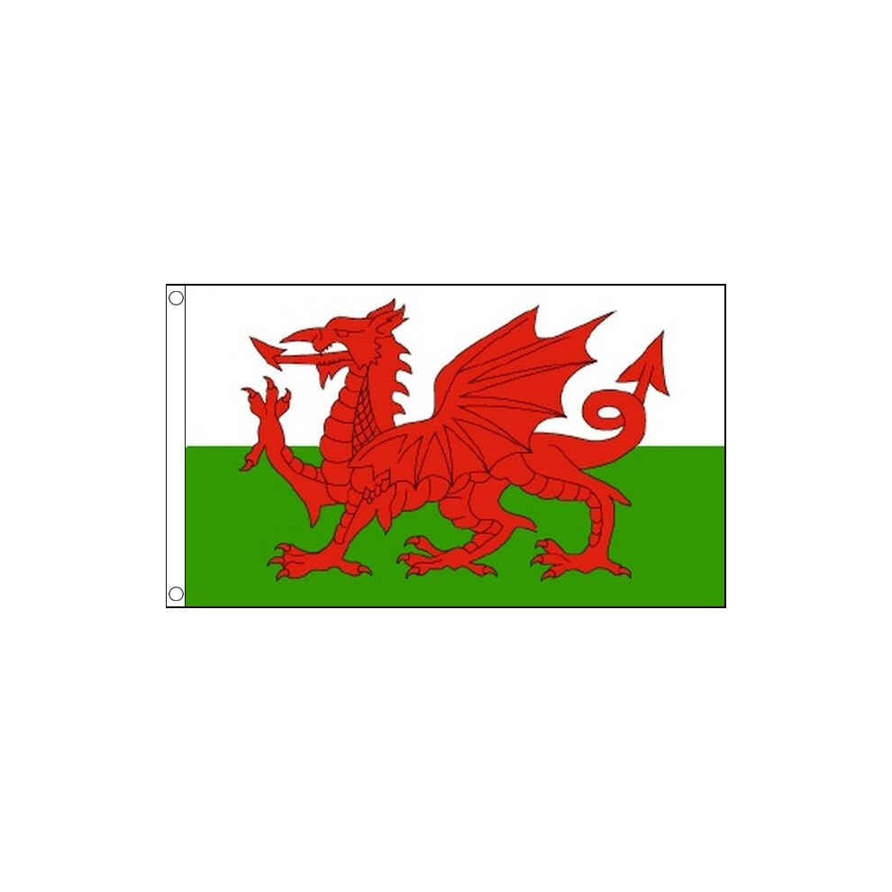 Midland Flags 5Ft X 3Ft Wales Flag With 2 Eyelets - 5X3 Welsh Dragon Large European Country - Flag X 5X3 Wales Welsh 5Ft 3Ft Dragon Large European Country Flags