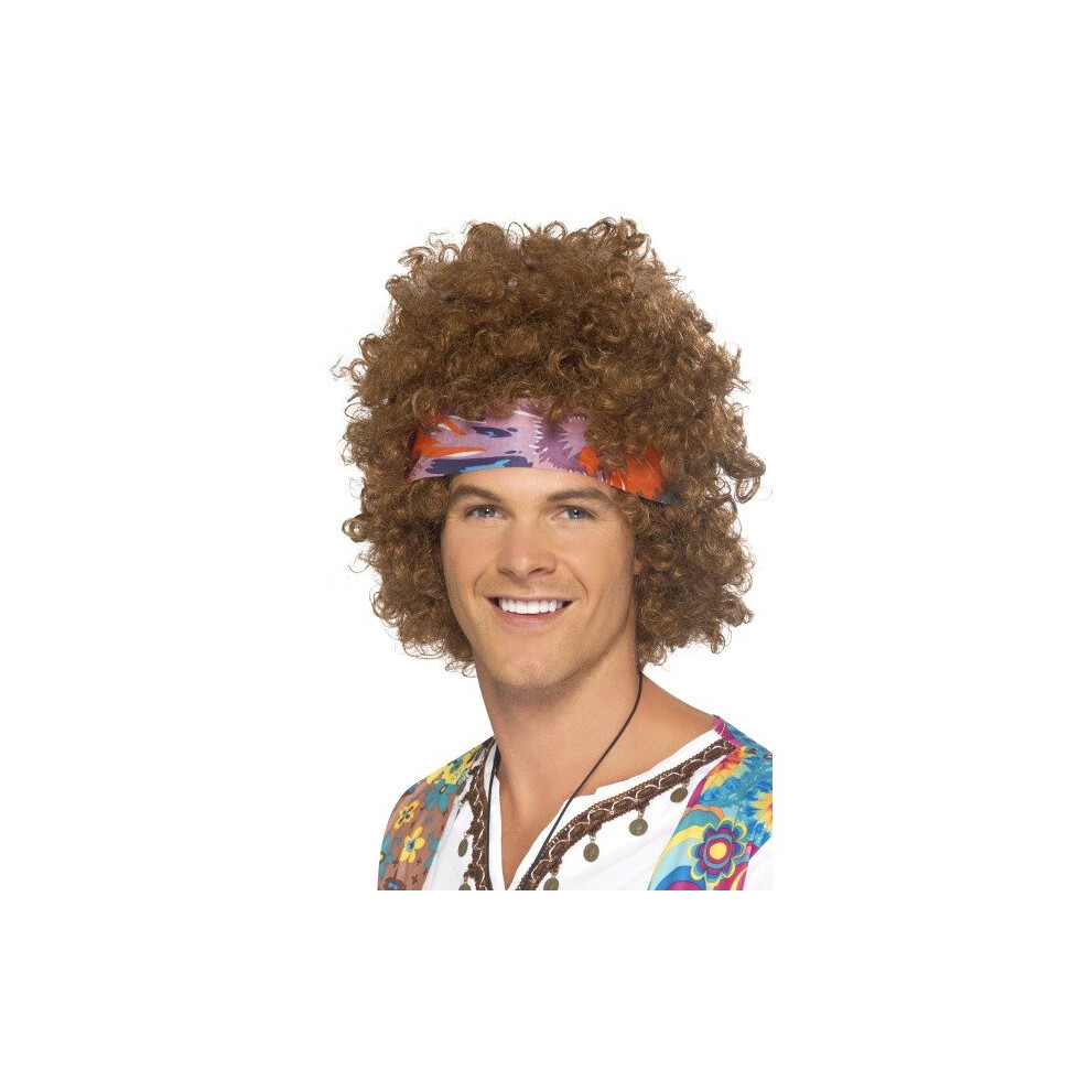 Smiffy's Men's 70S Afro Wig With Headscarf - Afro Hippy Fancy Dress Mens Wig Accessory Costume Hippie 60S 1960S Headband Not,Specified
