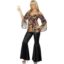 Uk 16-18 Women's Hippie Hottie Fancy Dress Costume - costume hippie 60s fancy dress hippy ladies womens top adult 1960s 70s outfit flares smiffys