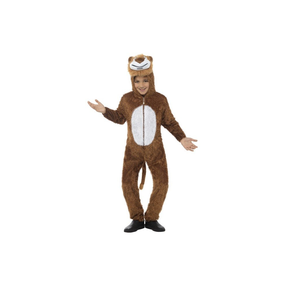 Smiffy's Children's All In One Lion Costume, Jumpsuit With Hood, Ages 7-9, -  fancy dress costume lion boys animal girls kids zoo childrens book farm