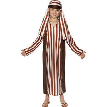 Shepherd Costume, Brown, With Robe & Headpiece - shepherd costume fancy dress christmas nativity boys joseph play kids