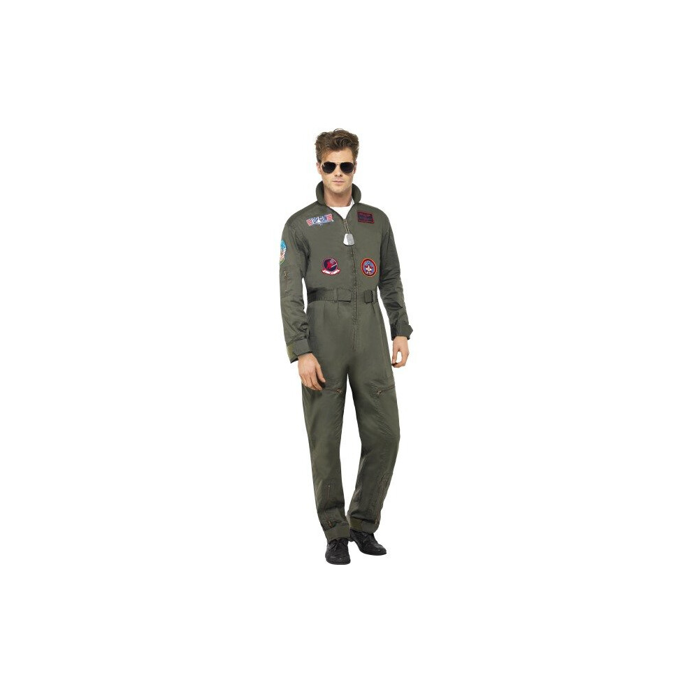 Adult's Top Gun Costume - Top Gun Costume Deluxe Fancy Dress Mens Aviator Pilot Jumpsuit Outfit Male Licensed Aviators 80S Not,Specified