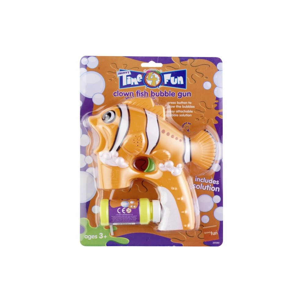 Smiffy's Clown Fish Bubble Gun With Bubble Pot - Kids Fancy Dress - Bubble Clown Fish Gun Kids Fancy Dress Costume Nemo Joke Accessory Orange