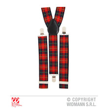 Adult's Tartan Design Braces - Scottish Fancy Dress Accessory Scotland Highland - tartan braces scottish fancy dress accessory scotland highland red