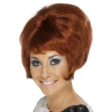 Smiffy's 60's Beehive Wig - Auburn - wig beehive 60s auburn smiffys fancy dress ladies 1960s