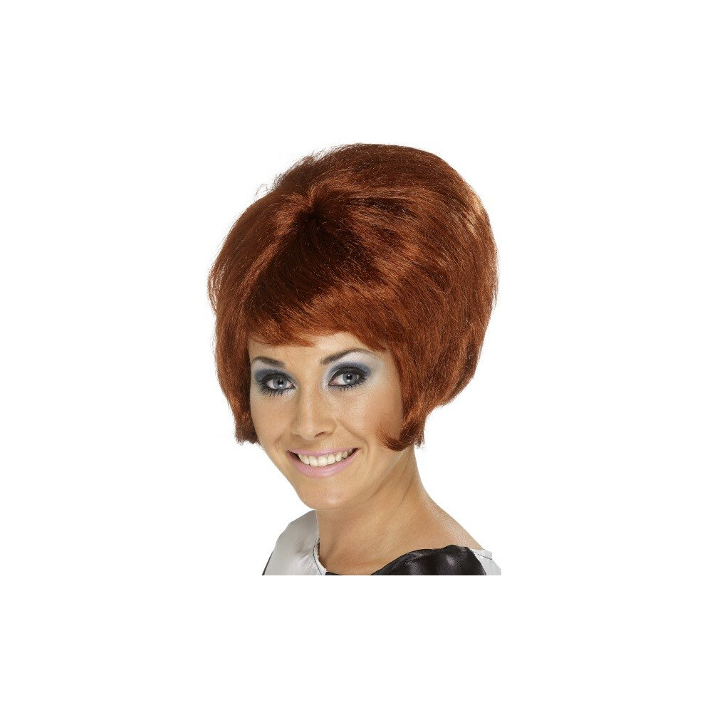 Smiffy's 60'S Beehive Wig - Auburn - Wig Beehive 60S Auburn Fancy Dress Ladies 1960S Red