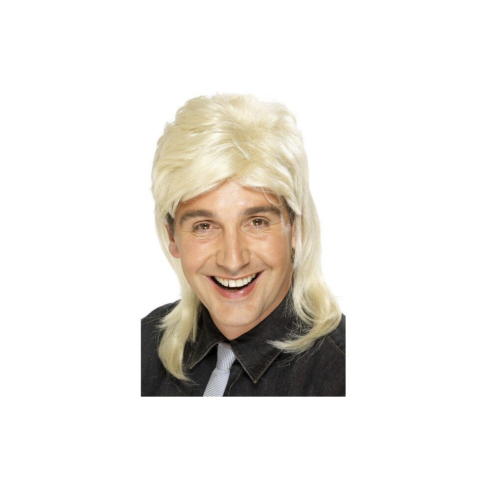 Smiffy's Blonde Mullet Fancy Dress Wig - Wig Fancy Dress Mullet Blonde Accessory 80S 1980S Mens Long Adult Costume