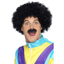 Black Smiffy's Scouser Wig & Moustache Set - scouser set black smiffys fancy dress wig
