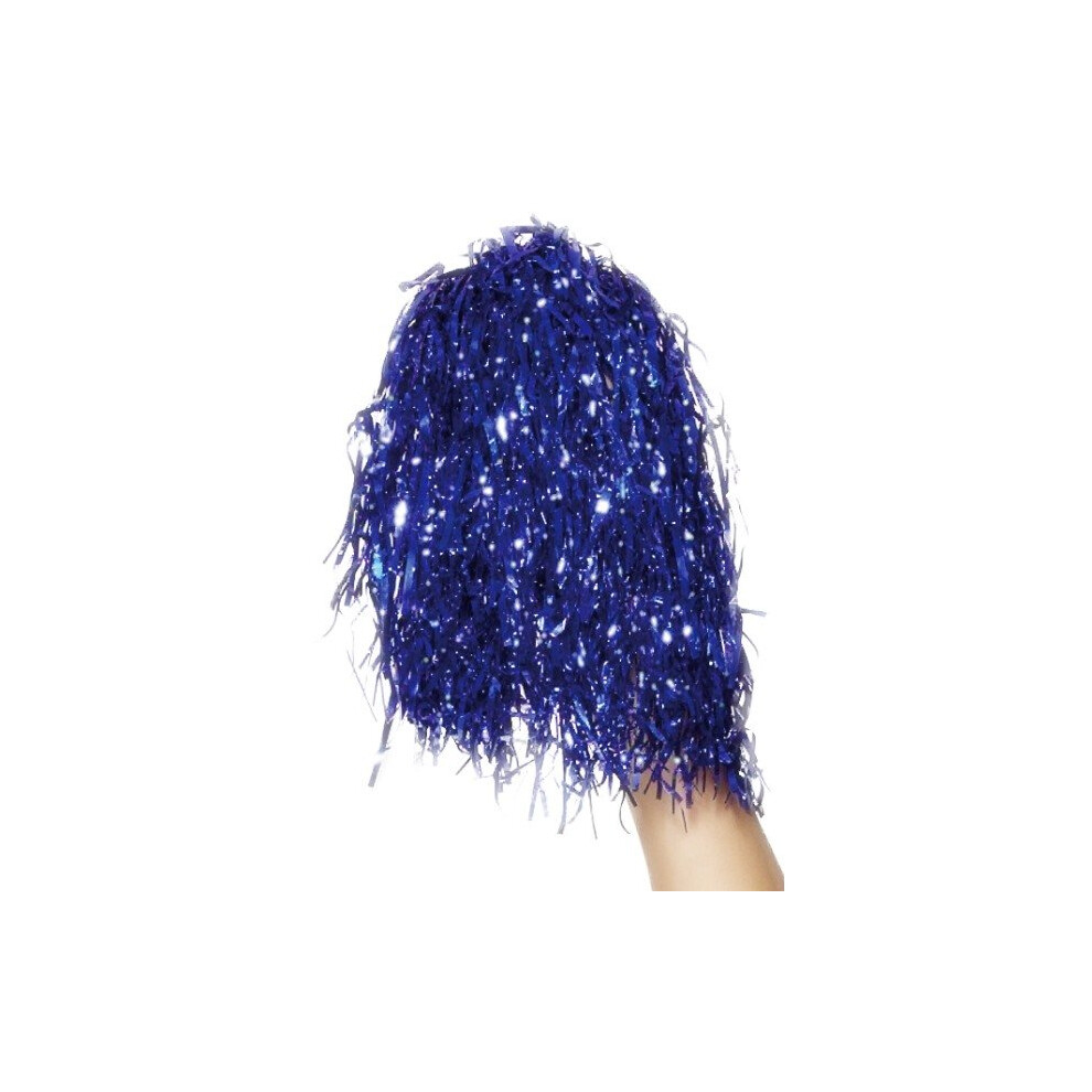Smiffy's Metallic Blue Pom Poms - Pair for Cheerleader Fancy Dress (Code 24176)