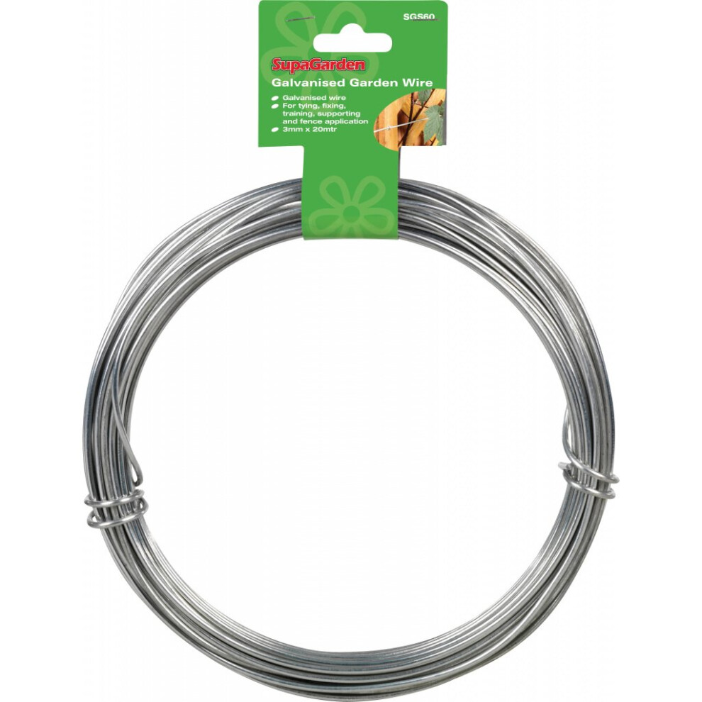 3mm x 20m Galvanised Garden Wire - Heavy Duty -  garden galvanised wire x 20m 3mm heavy duty