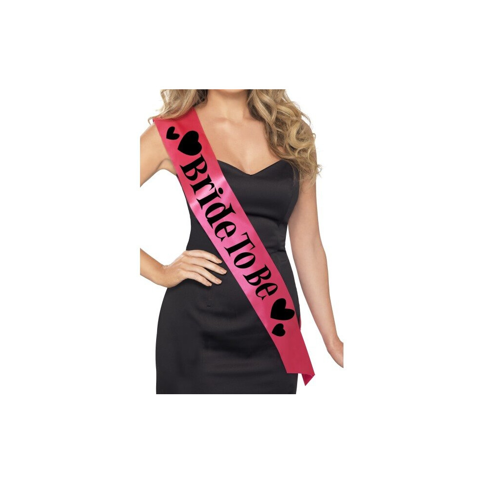 Smiffy's Women's Bride To Be Sash, Pink And Black, One Size, 22357 - Sash Hen -  sash bride hen pink party black smiffys night womens 22357 one size
