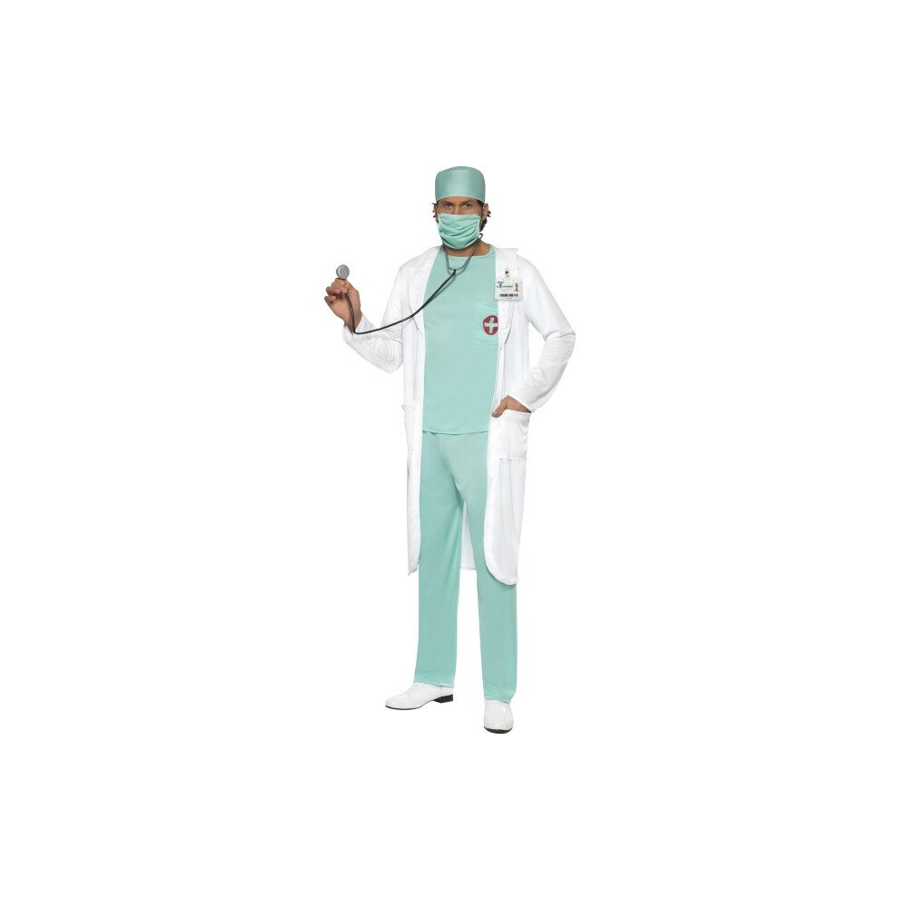 Smiffy's Doctor Men's Costume Uomo: Medium - Mens Fancy Dress Adult Hospital - Doctor Costume Mens Fancy Dress Adult Hospital Surgeon Outfit White