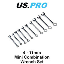 US PRO 10pc mini metric combination spanner set 4 - 11mm 2079
