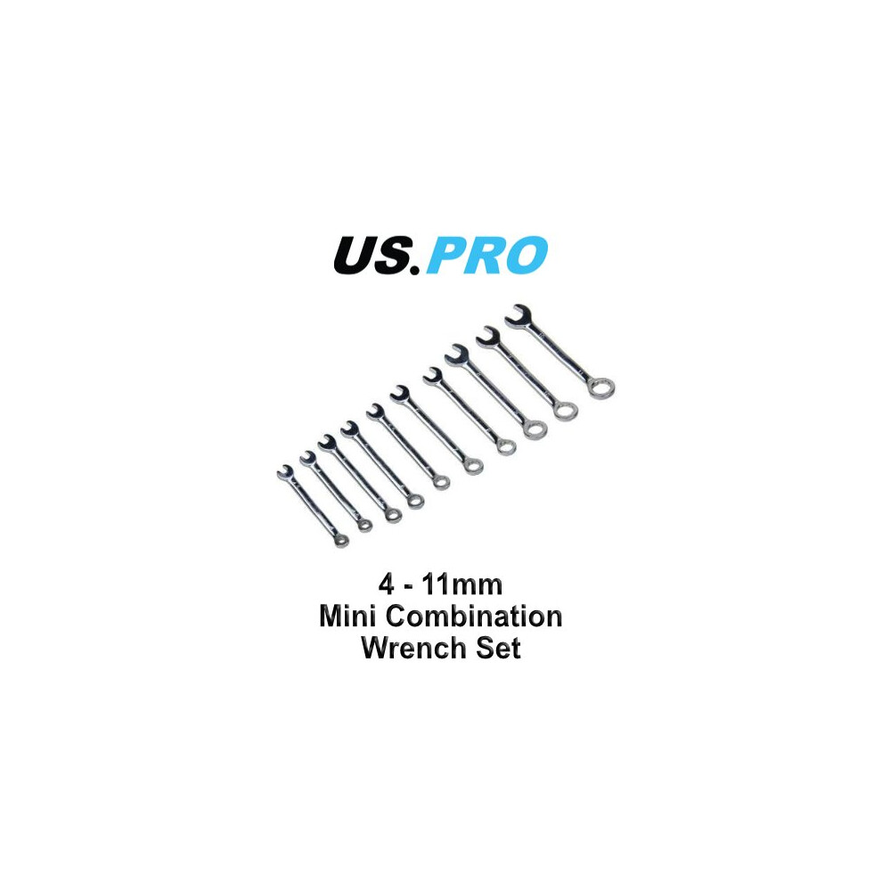 US PRO 10pc mini metric combination spanner set 4 - 11mm 2079