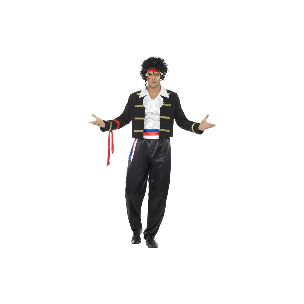 Smiffy's 44751M 80S New Romantic Costume - Mens Fancy Dress Costume New Romantic Pop Star Adam 1980S Prince Adult Singer Black