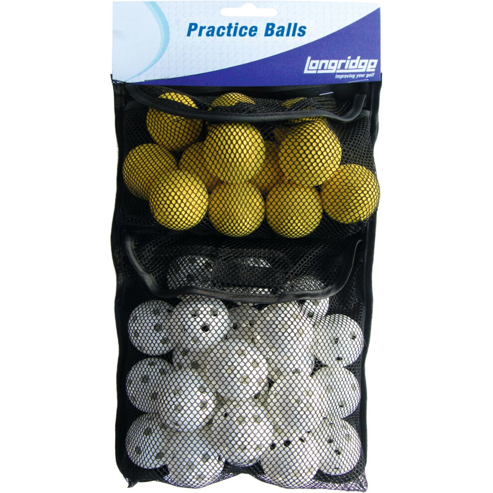 Js International Pack Of 32 Golf Practice Balls - Longridge Ball X - Longridge Practice Golf Pack 32 Ball X Yellow/White