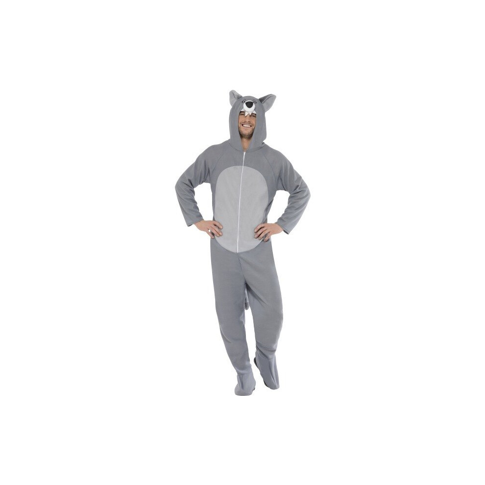 Smiffy's Adult Unisex Wolf Costume, All In One Jumpsuit, Size: M, Colour: Grey, -  wolf costume fancy dress outfit adult mens ladies animal halloween