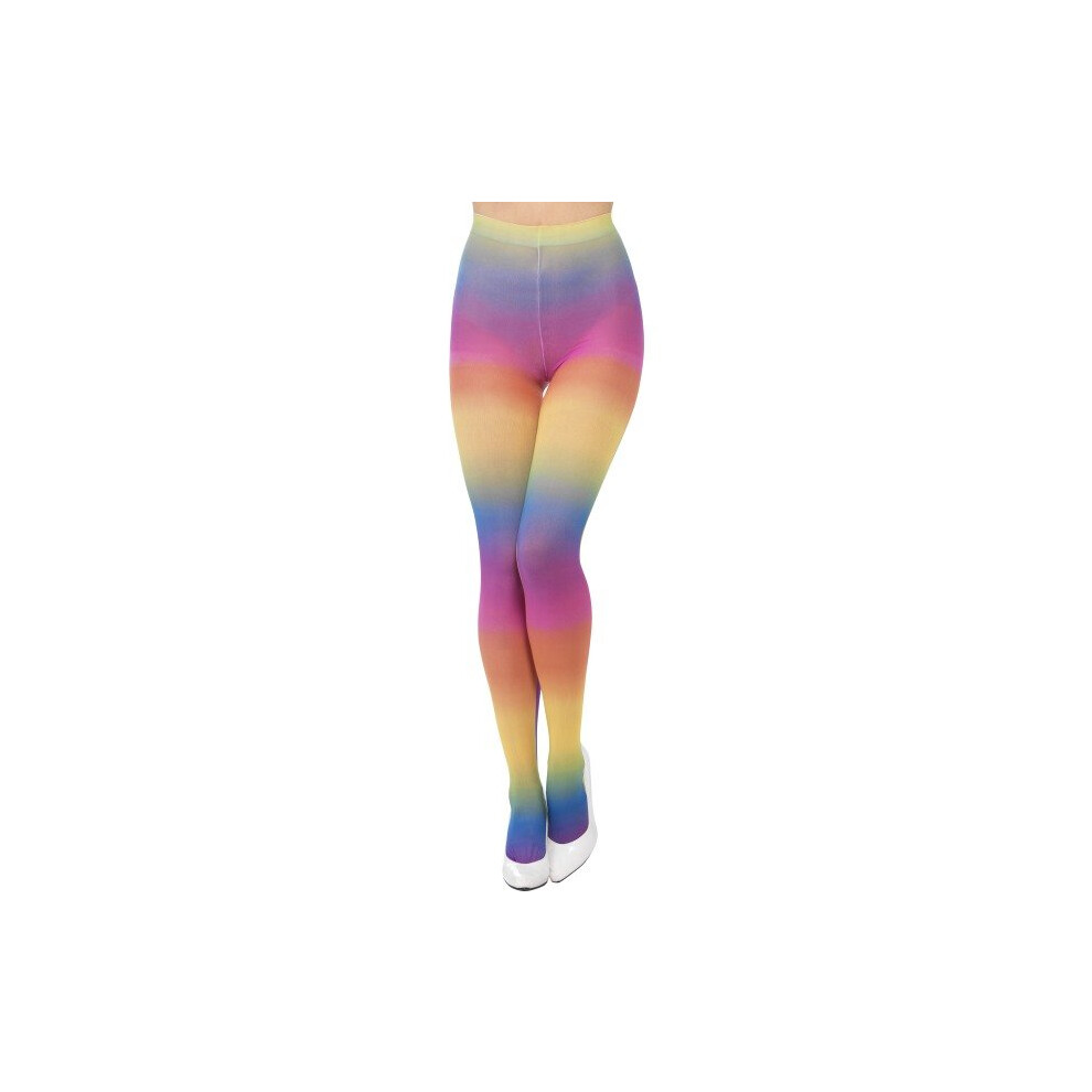 Smiffy's 44620 Opaque Tights (One Size) - Opaque Tights Rainbow Fancy Dress Ladies 1980S Not,Specified