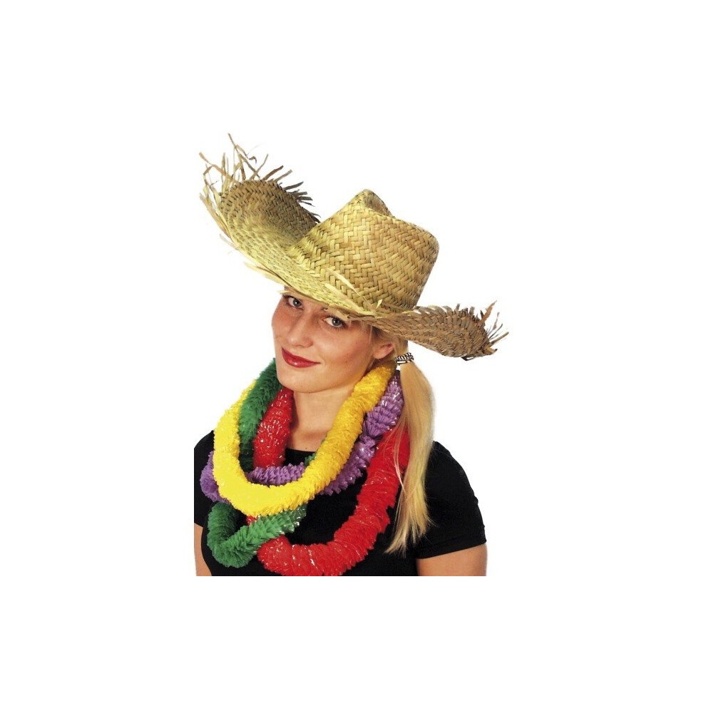 Smiffy's Beachcomber Hawaiian Straw Hat - Hat Hawaiian Straw Beachcomber Fancy Dress Party Adult Costume Hula Yellow