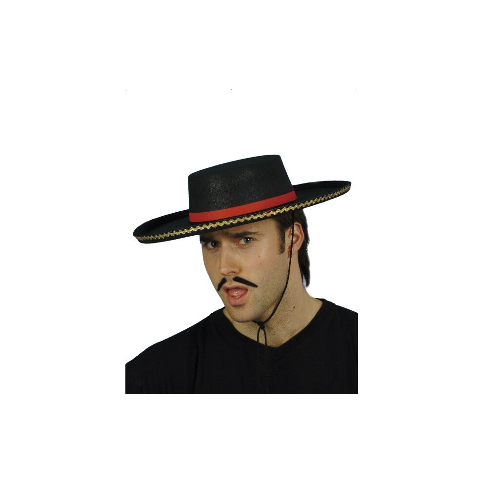 Smiffy's Spanish Hat With Cord - Hat Spanish Fancy Dress Mens Matador Bull Adult Black