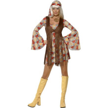 Smiffy's Adult Women's 1960's Groovy Baby Costume, Dress And Fringe Waistcoat, -